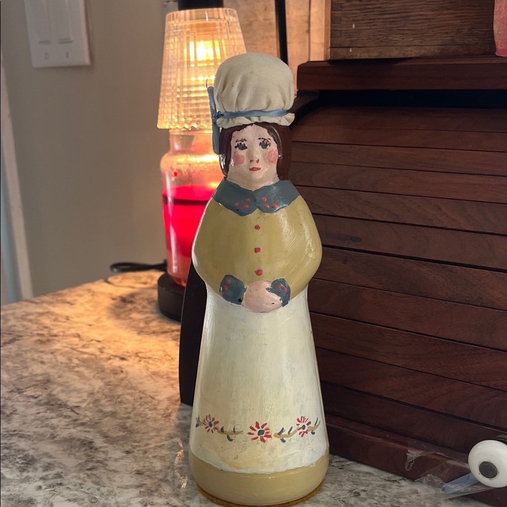 Handpainted Folk art women on a Mrs butterworth syrup bottle